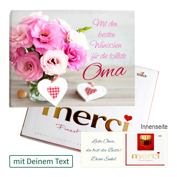 Persönliche Grußkarte mit Merci: Tollste Oma (250 g)