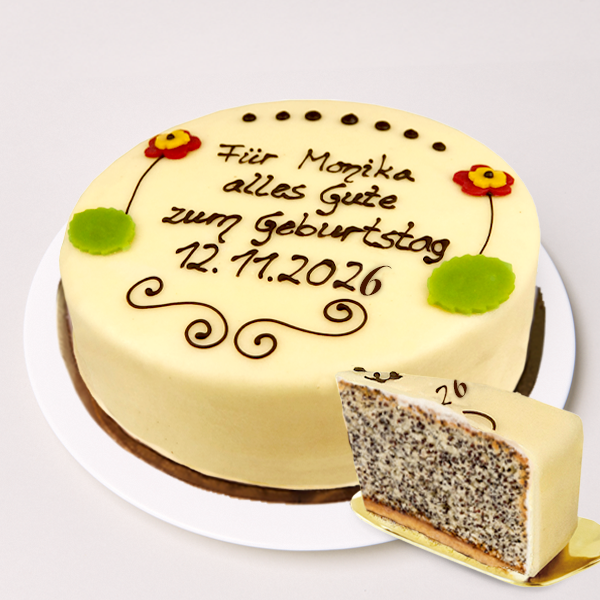 Große Konditorei-Mohntorte beschriftbar