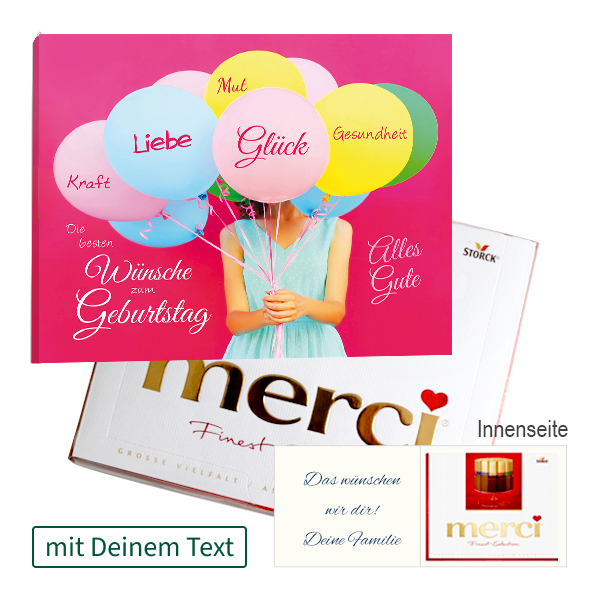 Persönliche Grußkarte mit Merci: Die besten Wünsche zum Geburtstag (250 g)